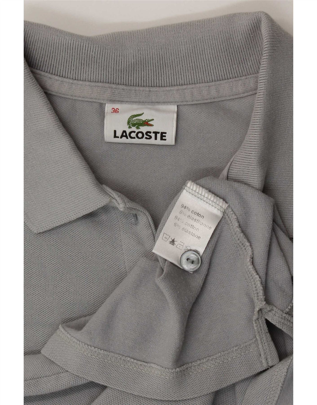 Polo Lacoste Mujer Talla 36 Pequeño Algodón Gris