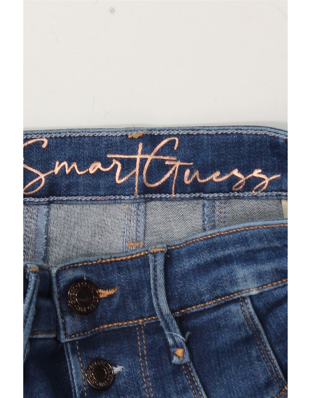 GUESS Vaqueros pitillo de talle alto para mujer W24 L28 Azul