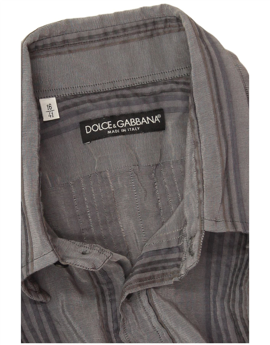 Dolce & Gabbana Camisa Hombre Talla 16 41 Rayas Gris Grande