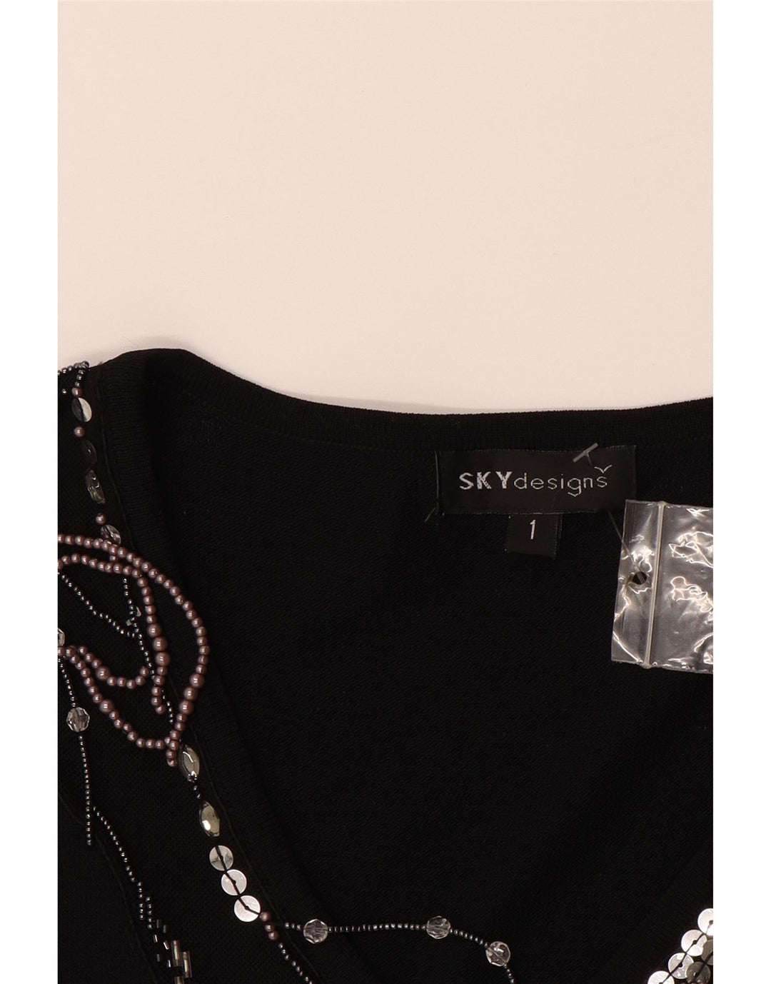 SKY DESIGN Womens Blouse Top UK 8 Small Black Viscose