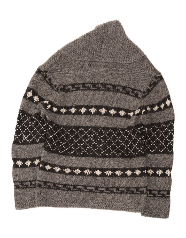 Zara Hombre Jersey Cárdigan Gris Medio Geométrico