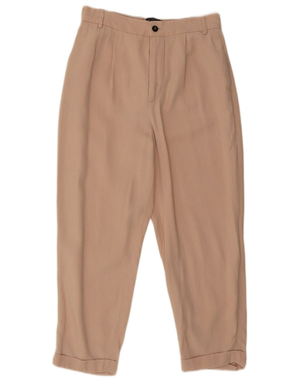 Zara Mujer Pantalones Capri De Cintura Alta Pegged Pequeño W26 L22 Rosa Lyocell