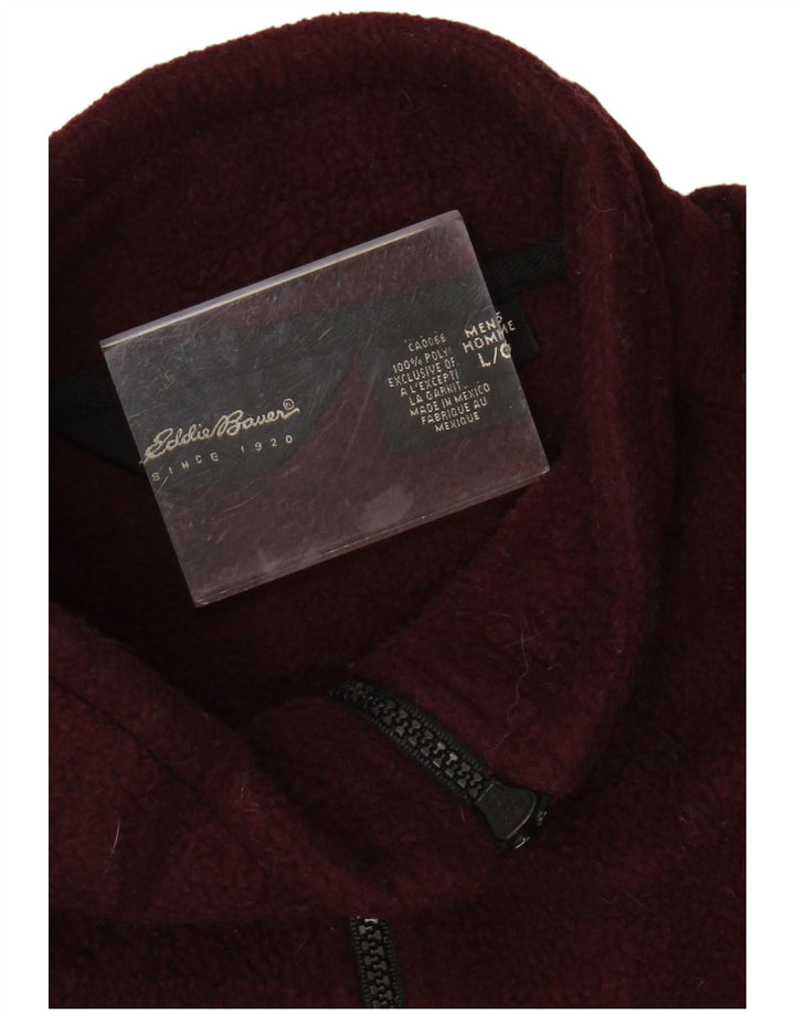 Eddie Bauer Jersey de forro polar con cuello y cremallera para hombre, tamaño grande, poliéster burdeos
