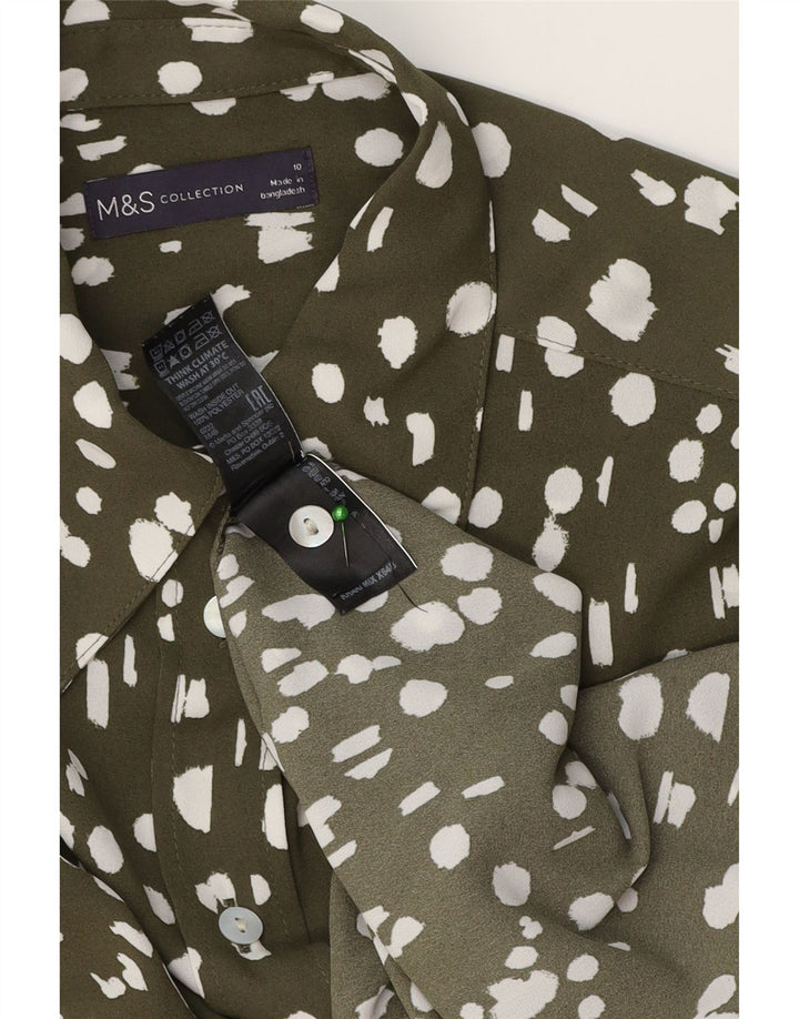 Marks & Spencer Camisa extragrande para mujer UK 10 Small Caqui Poliéster moteado