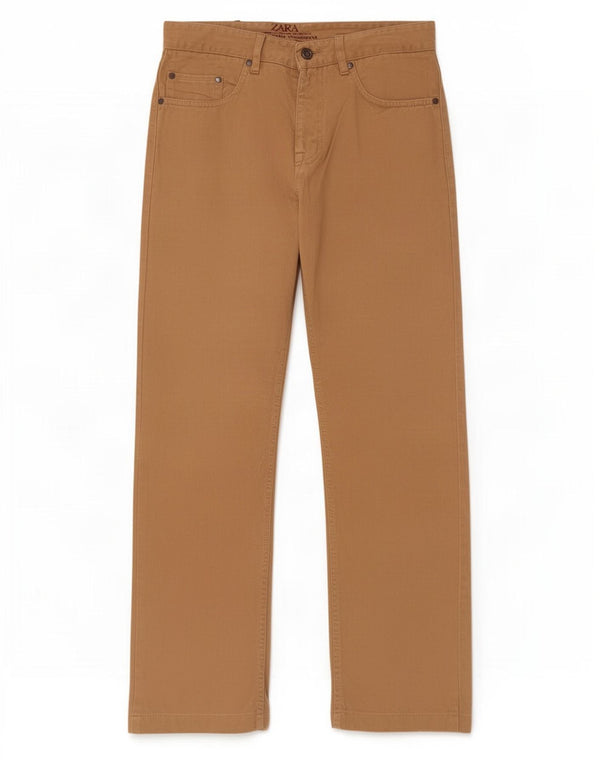 Zara Hombre Pantalones Casuales Rectos EU 40 Medium W31 L29 Beige