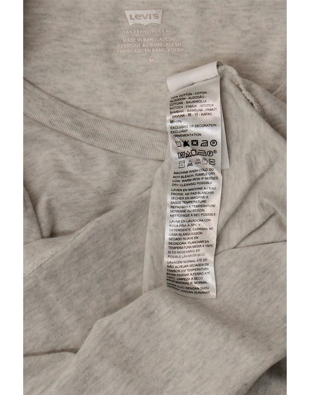 Levi's Camiseta para mujer Top UK 12 Algodón moteado gris medio