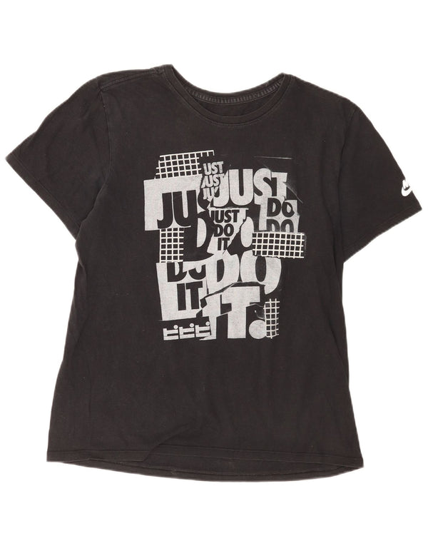 Nike Camiseta con gráfico de corte atlético para hombre Top mediano de algodón negro