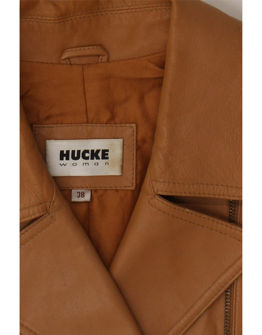 HUCKE Womens Leather Gilet EU 38 Medium Beige Leather Vintage Hucke and Second-Hand Hucke from Messina Hembry 