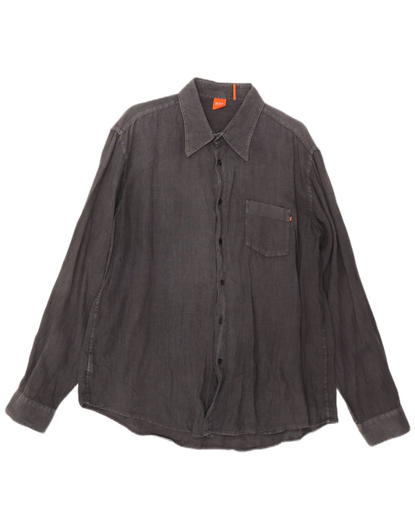 Camisa Hugo Boss Hombre XL Lino Gris