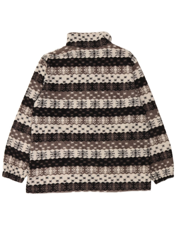 VINTAGE Mens Fleece Jacket UK 44 2XL Grey Fair Isle