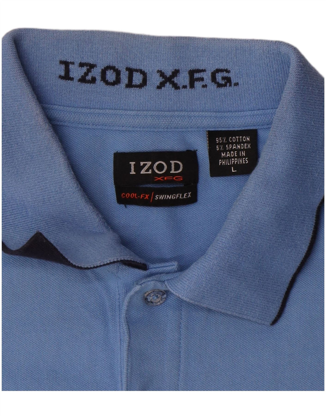 Polo Izod Hombre Grande Azul Algodón