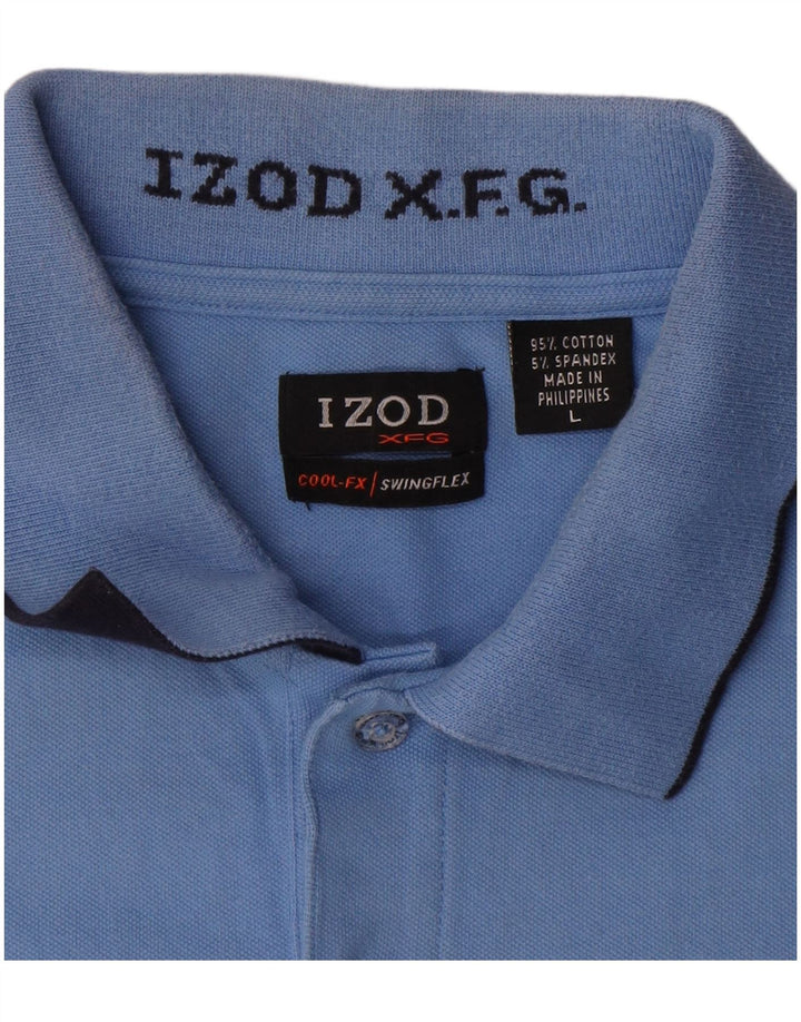 Polo Izod Hombre Grande Azul Algodón
