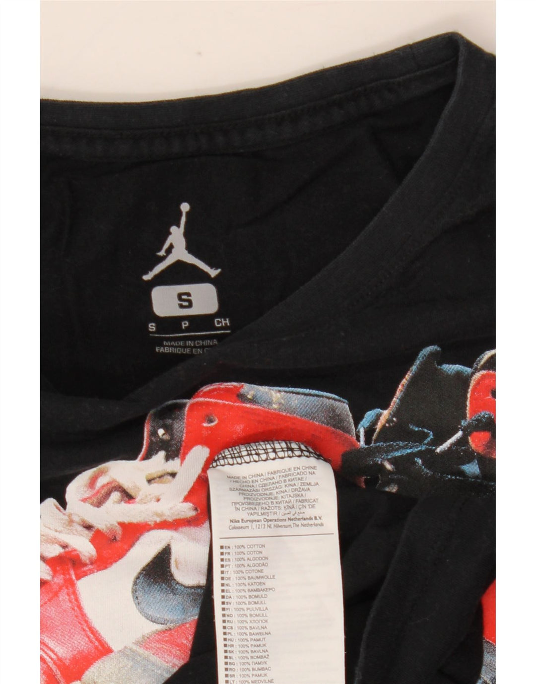 Jordan Mens Graphic Top Manga Larga Pequeño Algodón Negro