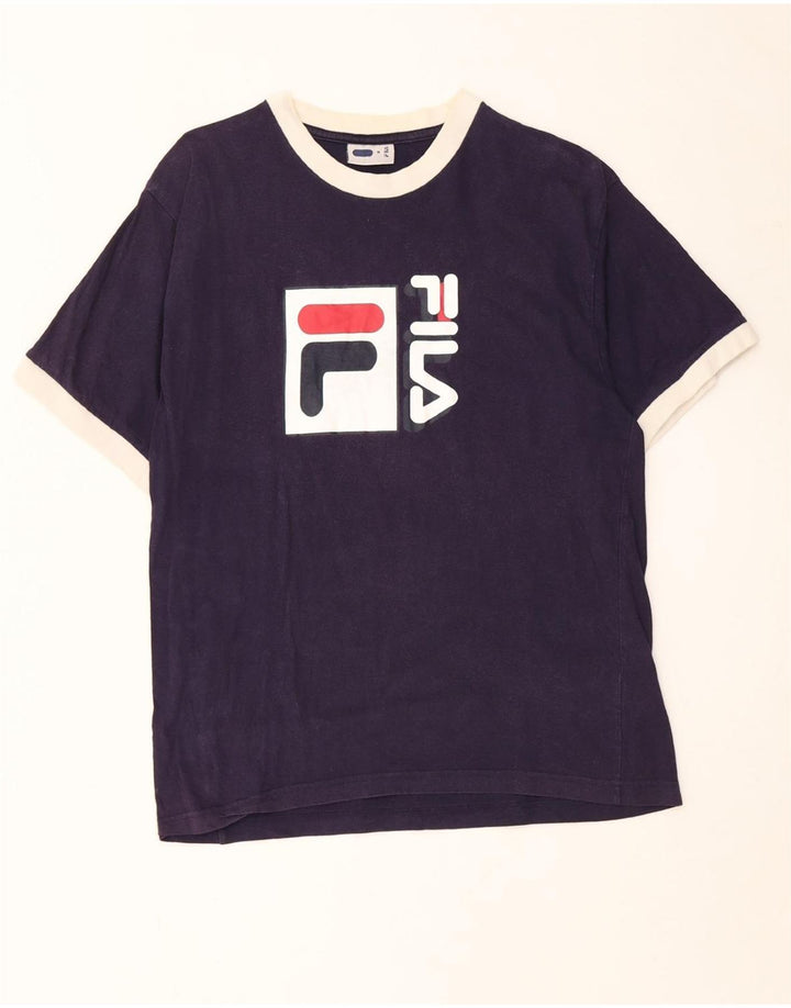 FILA Camiseta gráfica para hombre Top Medium Azul marino Algodón