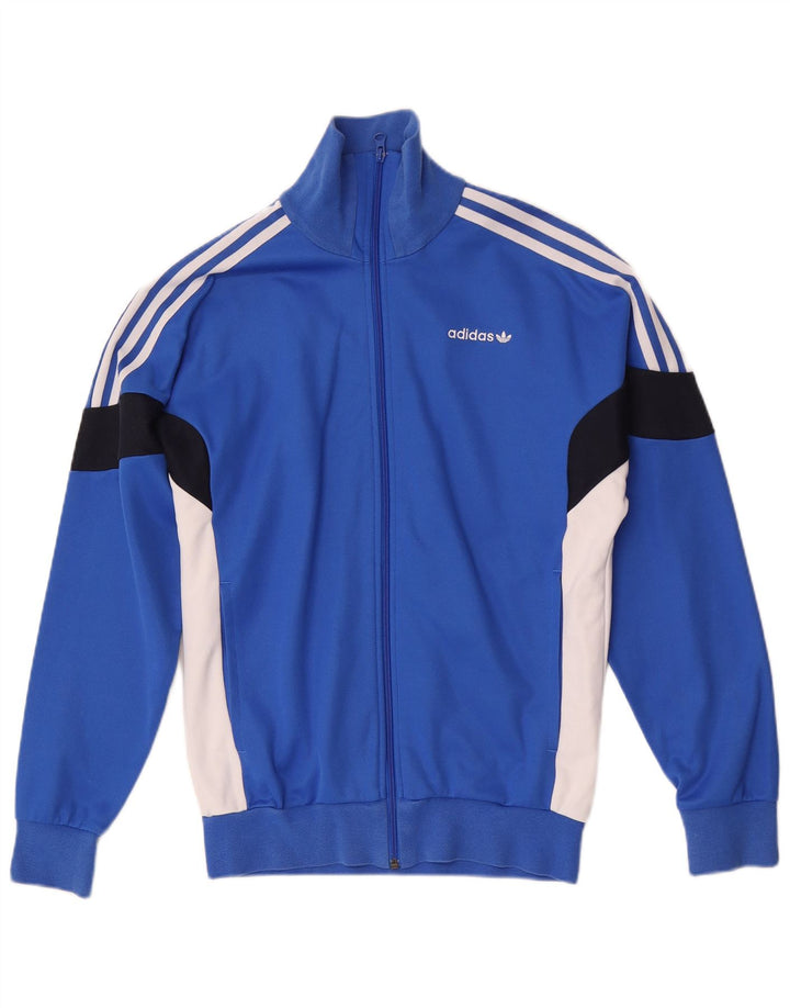 Adidas Hombre Chándal Top Chaqueta Pequeña Azul Colorblock Algodón