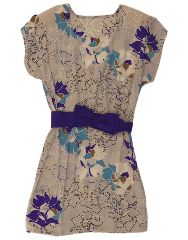 Vintage mujer A-Line vestido Reino Unido 18 XL gris floral