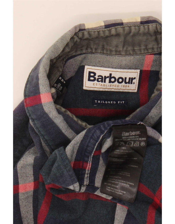 Barbour Hombre Camisa De Franela Entallada De Algodón A Cuadros Azul Marino Medio