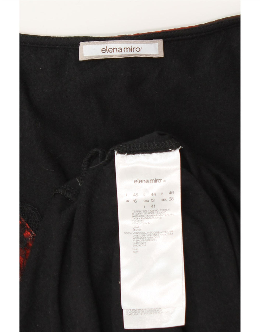 ELENA MIRO Blusa de manga 3/4 para mujer UK 46 Viscosa floral roja grande