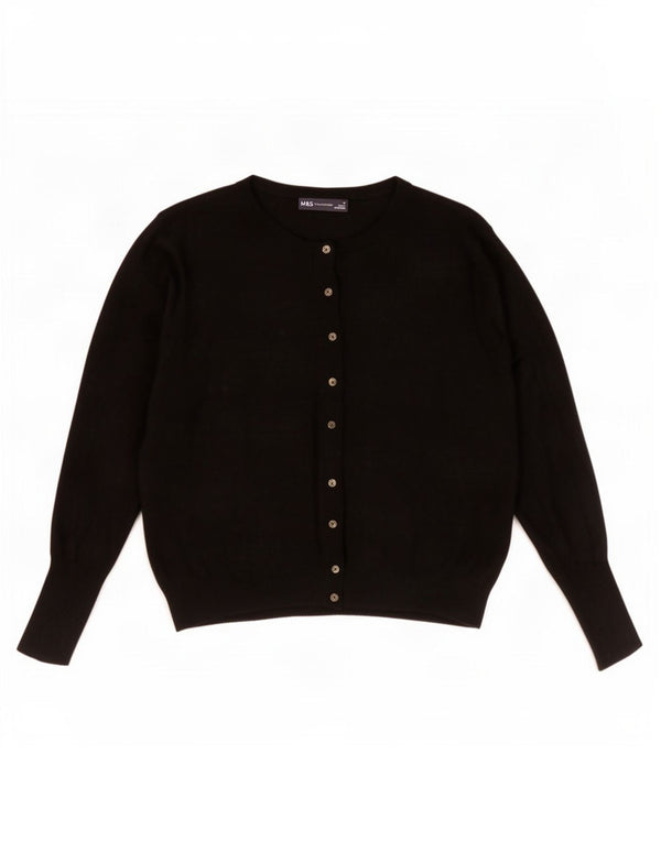 Marks & Spencer Suéter tipo cárdigan corto para mujer UK 40 XL Viscosa negra