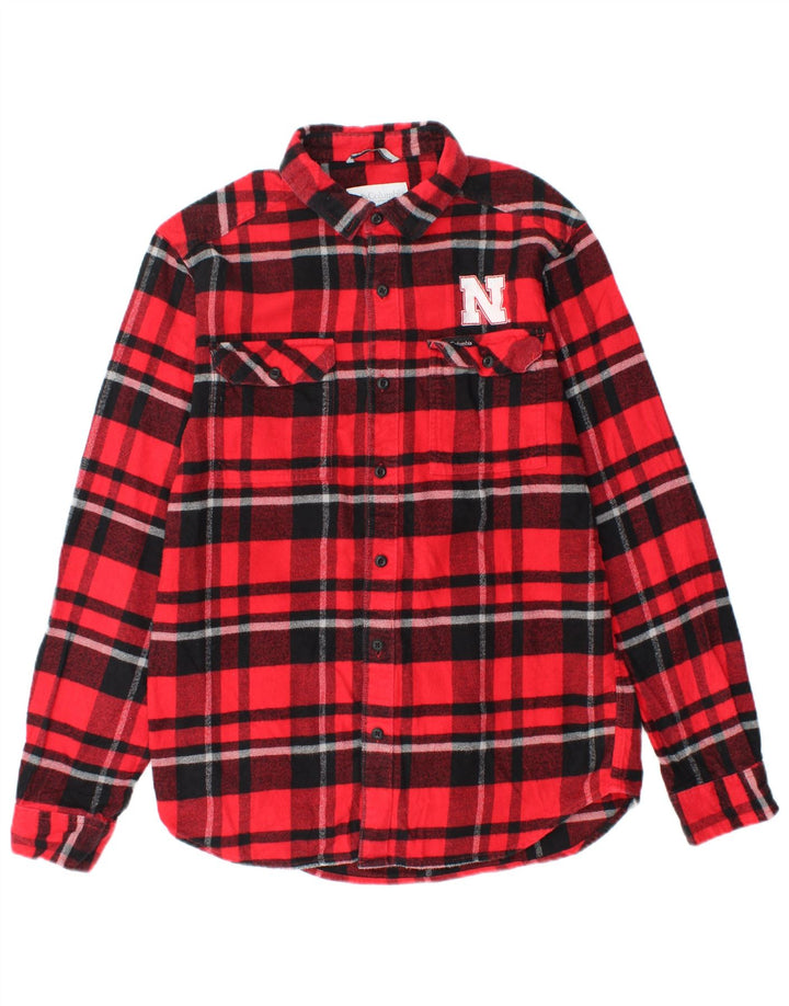 Columbia Algodón A Cuadros Rojo Pequeño Hombre
