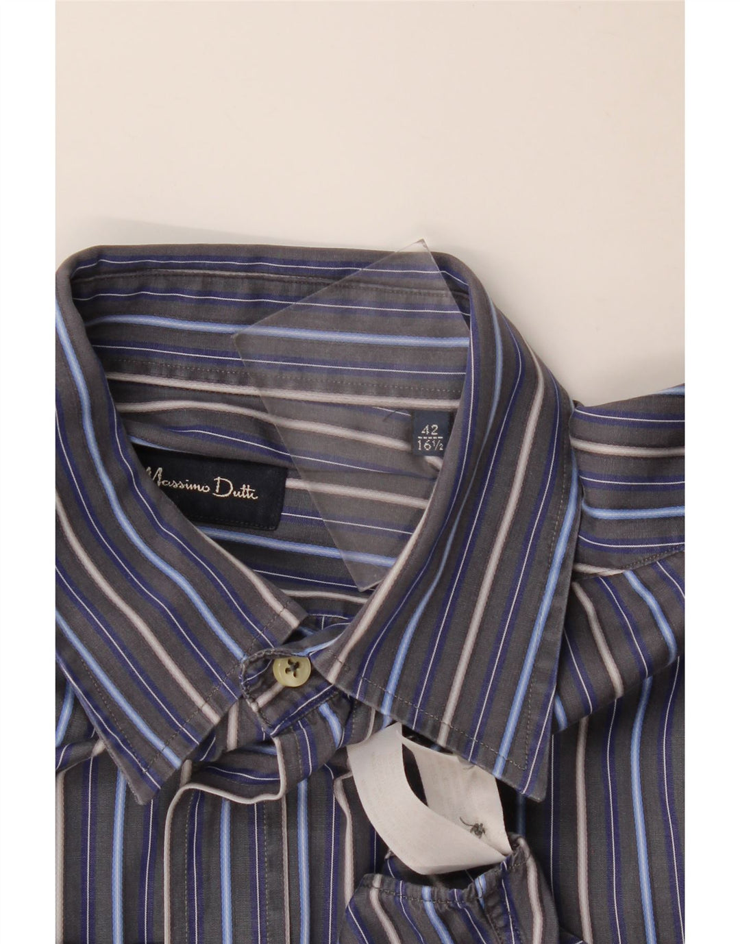 Camisa Massimo Dutti Hombre Talla 42 16 1/2 Grande Azul Marino Rayas