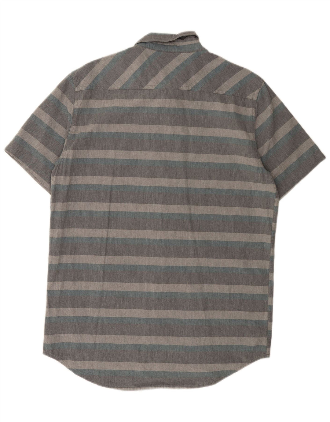 Camisa Quiksilver Hombre De Manga Corta Regular Fit De Algodón A Rayas Gris Medio