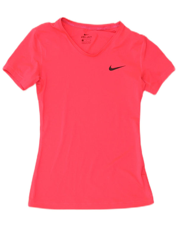 Nike Mujer Dri Fit Camiseta Top UK 8 Small Rosa