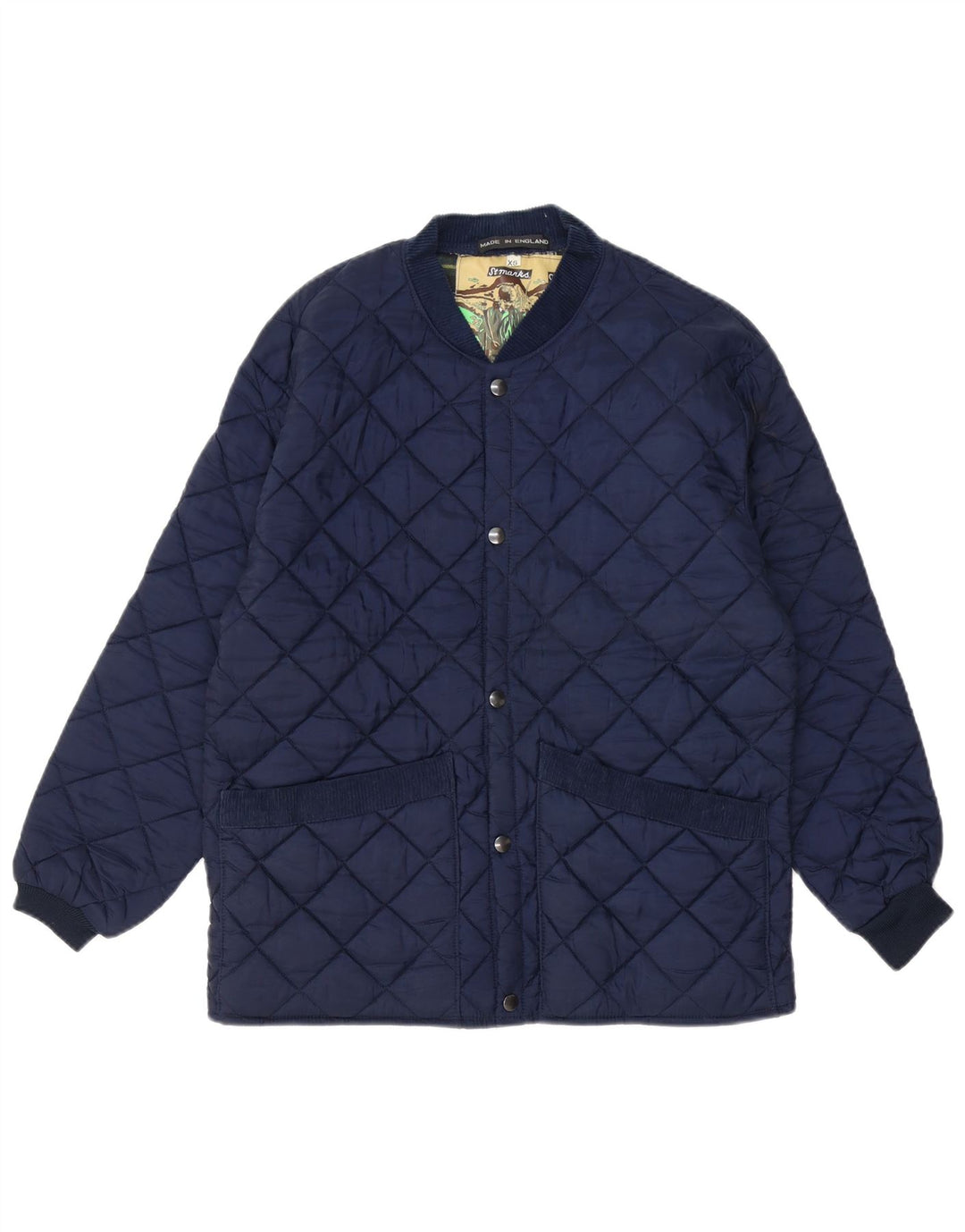 VINTAGE Chaqueta acolchada para hombre Reino Unido 34 XS Azul marino