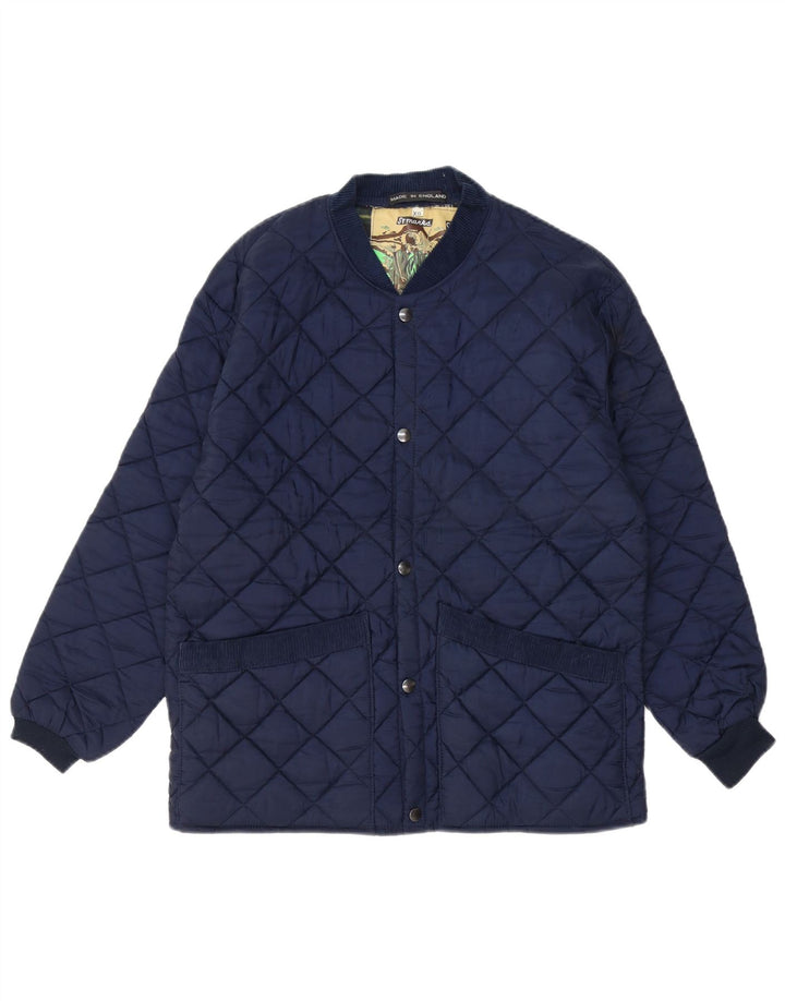 VINTAGE Chaqueta acolchada para hombre Reino Unido 34 XS Azul marino