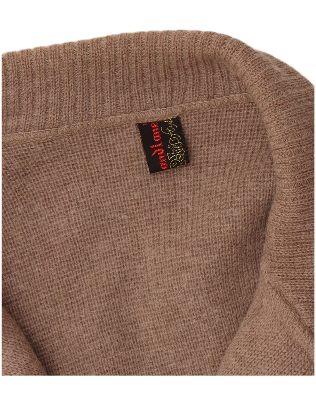 Vintage hombres Cardigan suéter grande marrón moteado