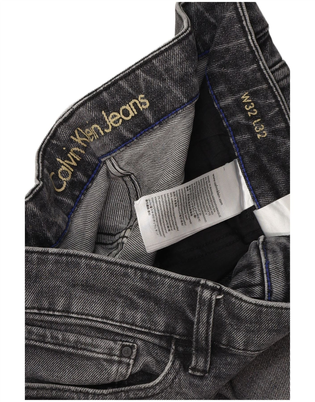 CALVIN KLEIN Vaqueros rectos para hombre W32 L28 Algodón gris