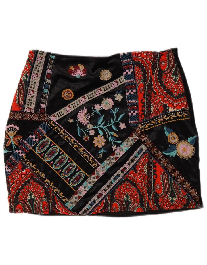 Zara Minifalda Mujer Small W26 Poliéster Patchwork Multicolor