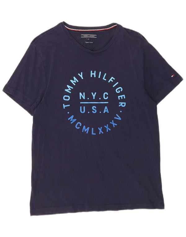 Tommy Hilfiger Hombre Camiseta Gráfica Top Medium Azul Marino