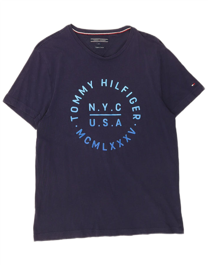 Tommy Hilfiger Hombre Camiseta Gráfica Top Medium Azul Marino