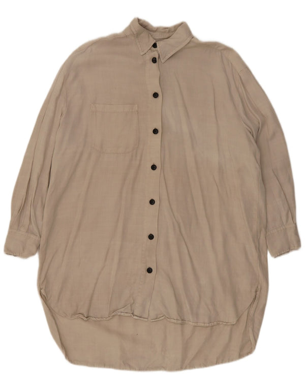 Zara Mujer Vestido Camisero Extragrande UK 44 Medio Beige