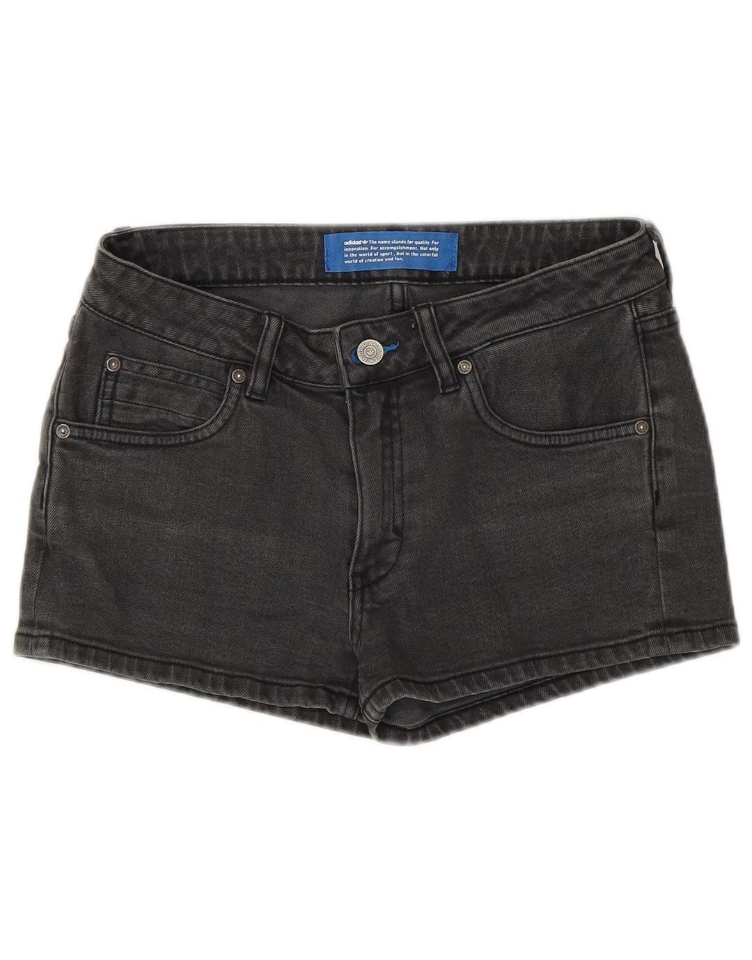 ADIDAS Pantalones cortos de mezclilla para mujer W26 Pequeño algodón gris