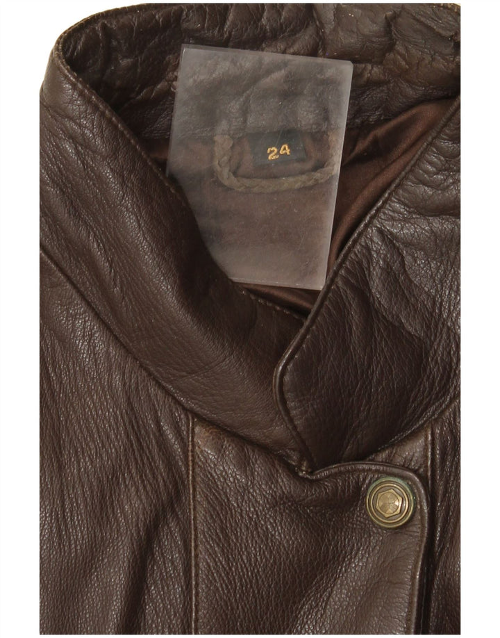 Chaqueta de cuero vintage para mujer Reino Unido 22 3XL Marrón