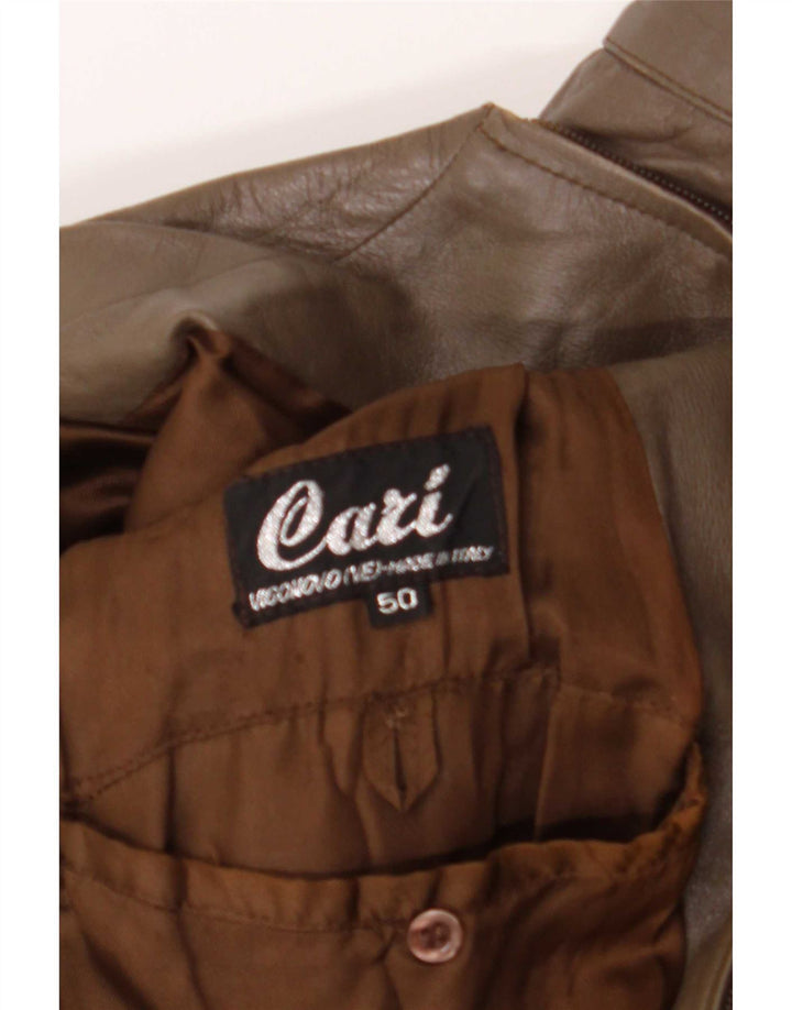 Chaqueta bomber de cuero vintage para hombre IT 50 Marrón grande