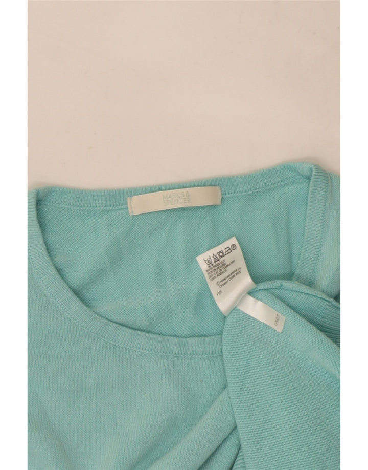 Marks & Spencer Jersey de Cuello Redondo para Mujer UK 10 Small Turquesa
