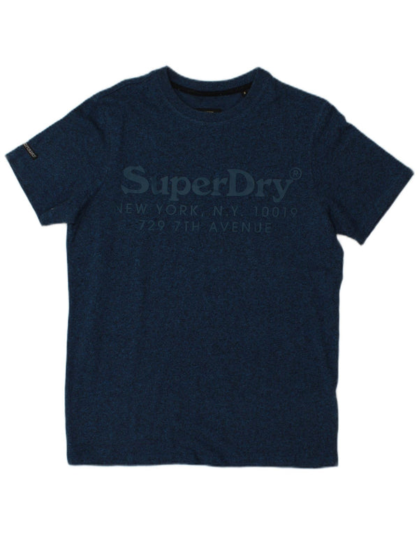SUPERDRY Camiseta gráfica para hombre Top pequeño de algodón azul marino