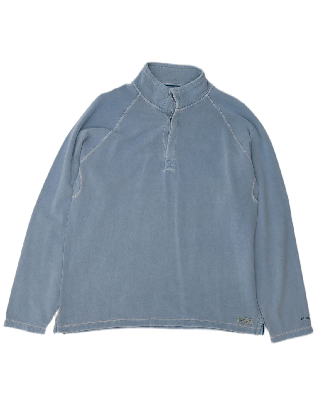 Sudadera con cuello y botones para hombre de Fat Face, jersey de algodón azul grande