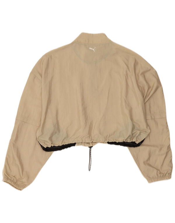 Puma Mujer Crop Graphic Chándal Top Chaqueta UK 46 Grande Beige Colorblock