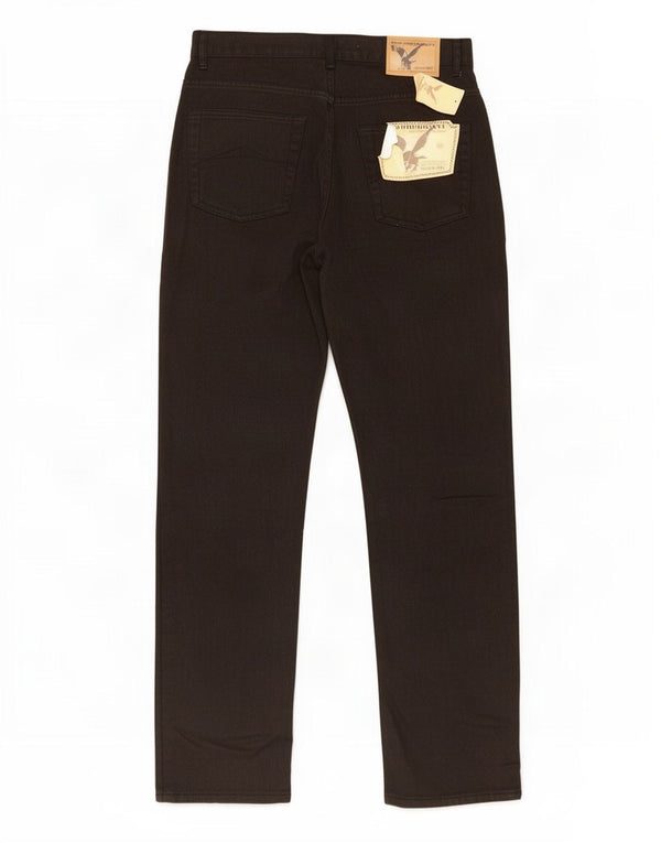 Vintage hombres jeans rectos IT 50 grande W32 L33 algodón negro