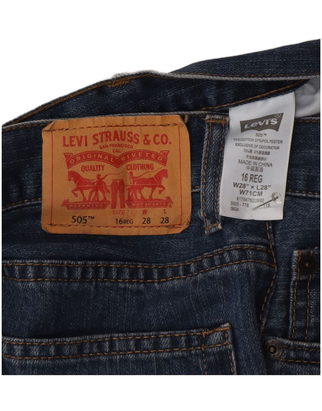 Levi's Vaqueros rectos regulares 505 para niños 15-16 años W38 L38 Algodón azul