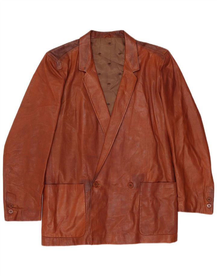 Reporter Chaqueta tipo blazer con doble botonadura para hombre IT 48 Cuero marrón medio