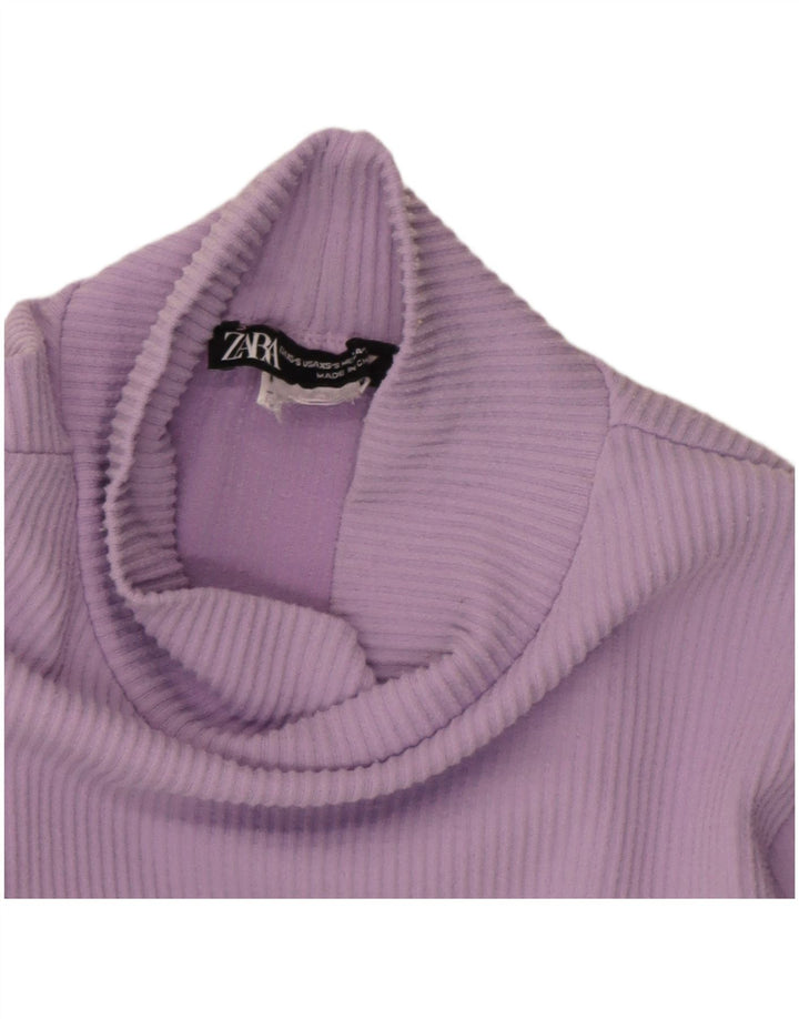 Zara Mujer Crop Top Manga Larga UK 10 Small Púrpura