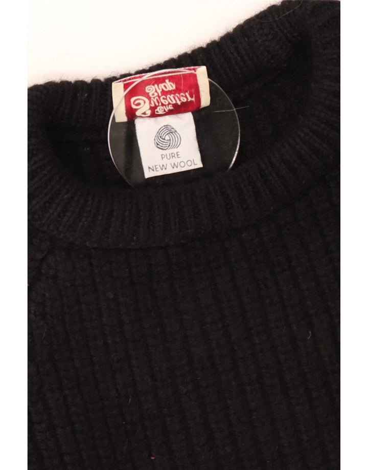 The Sweater Shop Jersey con Cuello Barco para Hombre Lana Nueva Negra Mediana