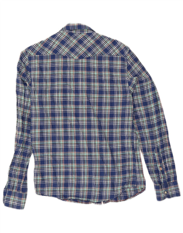 Camisa De Franela De Corte Slim De Algodón Con Cuadros Azules Pequeños Lee Hombre