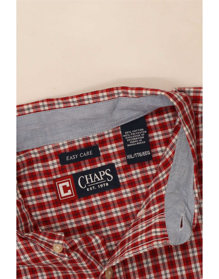 Chaps Camisa de manga corta para hombre de fácil cuidado, 2XL, algodón a cuadros rojos