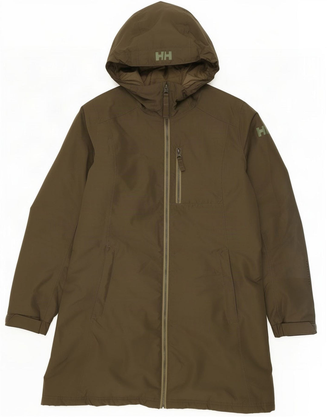 Helly Hansen Abrigo acolchado con capucha para mujer UK 44 Poliéster caqui medio